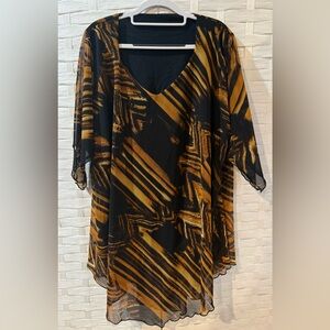 Plus Size Astarte Black and Brown Women's Tunic Top 3X